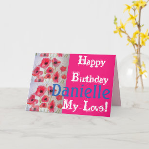 Red Poppy Mohnblume Happy Birthday Ladys Name Card Karte