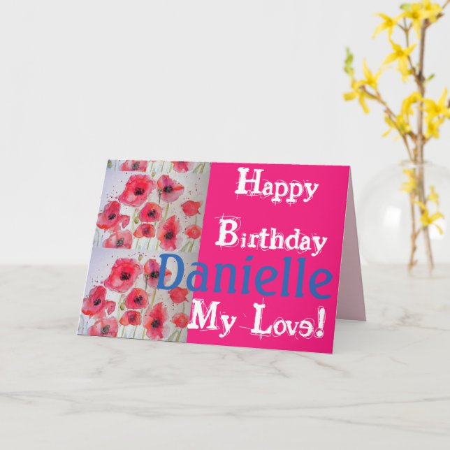 Red Poppy Mohnblume Happy Birthday Ladys Name Card Karte (Gelbe Blume)