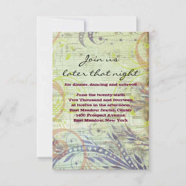 RED POPPY MUSICAL Bat Mitzvah Party Card Einladung (Vorderseite)