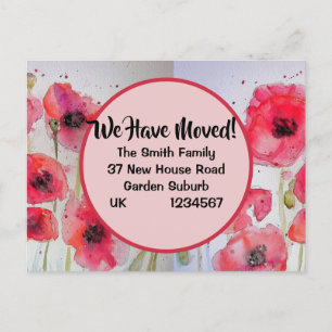 Red Poppy neue Adresse Postcard, wir bewegen uns Postkarte