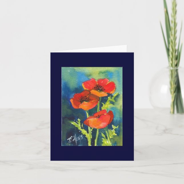 RED POPPY Note Card Karte (Vorderseite)
