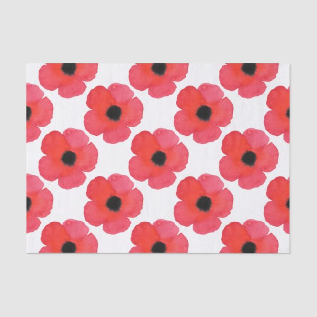 Red Poppy Pattern Seidenpapier (Vorderseite)