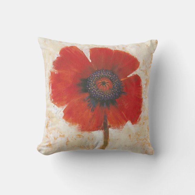 Red Poppy Portrait Kissen (Vorderseite)