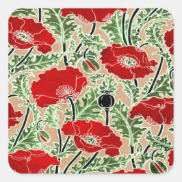 Red Poppy Quadratischer Aufkleber