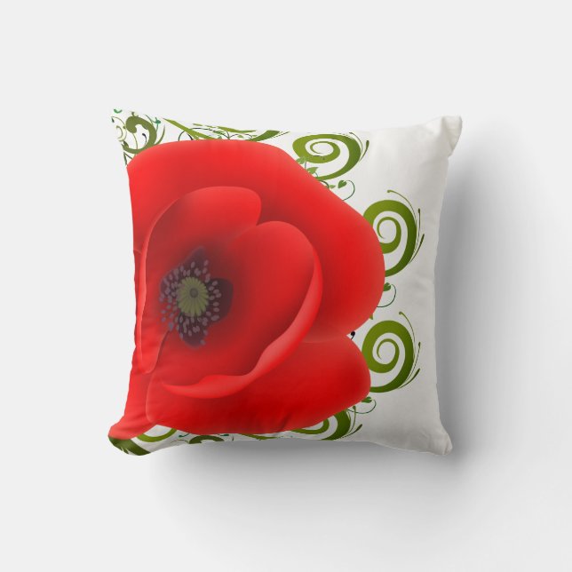 Red Poppy Throw Kissen (Vorderseite)