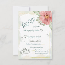 Red Poppy Watercolor Florals RSVP Karte