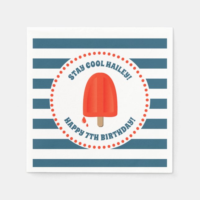 Red Popsicle Birthday Serviette (Vorderseite)