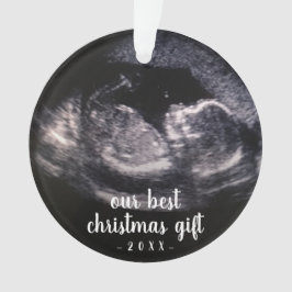 Red Pregnancy Reveal Ultrasound Foto Weihnachten Ornament