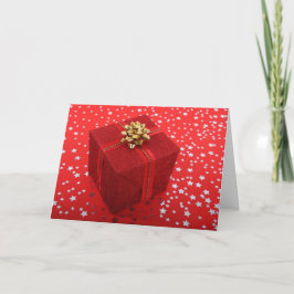 Red Present mit Gold Bow Feiertagskarte
