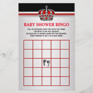 Red Prince Baby Bingo Baby Showkarte
