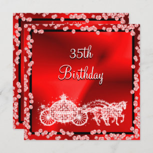 Red Princess Coach & Horses 35. Geburtstag Einladung