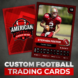 Red Pro American Football Player Trading Card Telefonnummerkarte