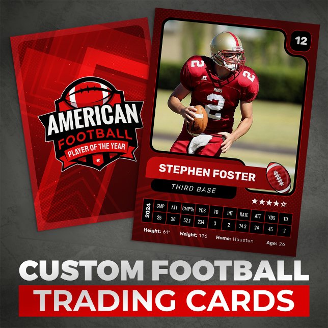Red Pro American Football Player Trading Card Telefonnummerkarte (Von Creator hochgeladen)