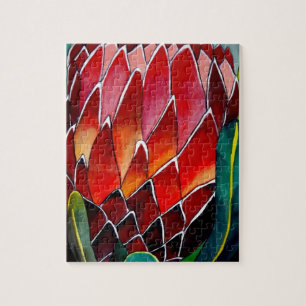 Red Protea Blume Original Aquarellkunst Puzzle