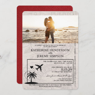 Red Puerto Rico Passport Hochzeit Einladung