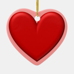 Red Puffy Heart Keramik Ornament