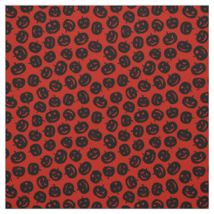 Red Pumpkin Happy Halloween Modern Stoff