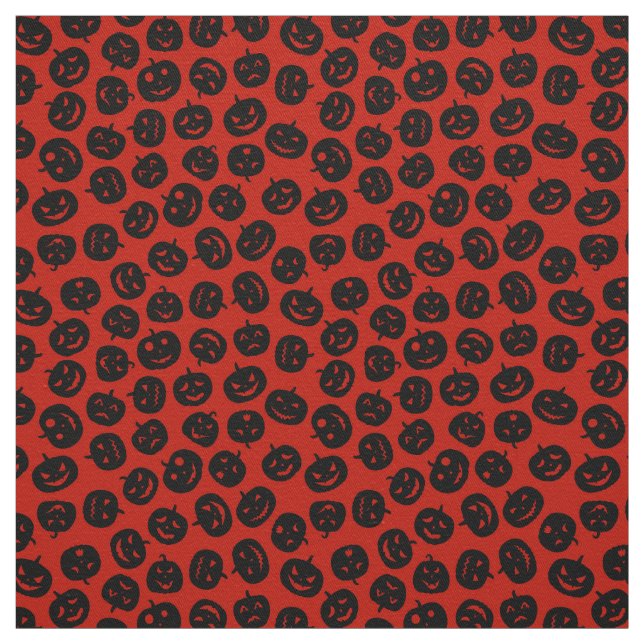 Red Pumpkin Happy Halloween Modern Stoff (Muster)
