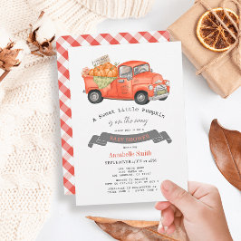 Red Pumpkin Truck Gingham Baby Dusche Einladung