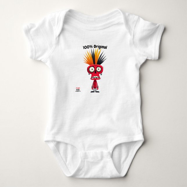 Red Punk-Zeichen mit Mohawk | Fun Unisex Style Baby Strampler (Vorderseite)
