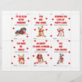 Red Puppy Valentine’s Day Cards for Kids Classroom Briefbogen