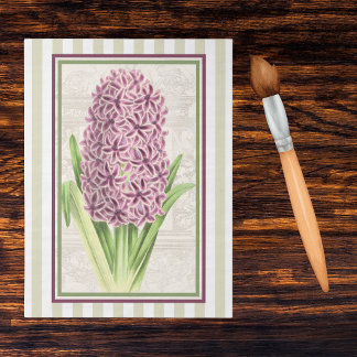 Red Purple Hyacinth n Gold Stripes Botanical Art  Seidenpapier