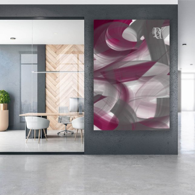 Red Purple Pink Raspberry Black White Gray Abstrac Leinwanddruck (Von Creator hochgeladen)