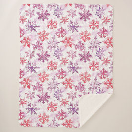 Red Purple Snowflakes Christmas Sherpadecke