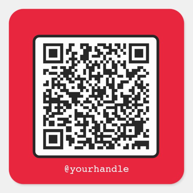 Red QR Code Simple Social Media Square Custom Quadratischer Aufkleber (Vorderseite)