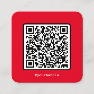 Red QR Code Social Media Einfache moderne Custom Quadratische Visitenkarte