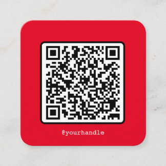 Red QR Code Social Media Einfache moderne Custom Quadratische Visitenkarte