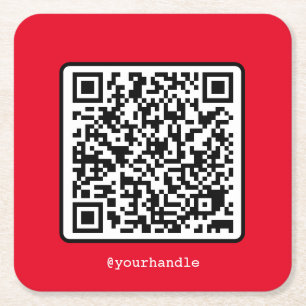 Red QR Code Social Media Einfache moderne Custom Rechteckiger Pappuntersetzer