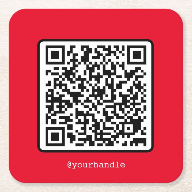 Red QR Code Social Media Einfache moderne Custom Rechteckiger Pappuntersetzer (Vorderseite)