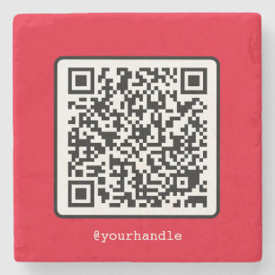 Red QR Code Social Media Einfache moderne Custom Steinuntersetzer