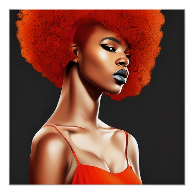 Red Queen Auburn Niedlich Hair Black Melanin Afro Poster (Vorderseite)
