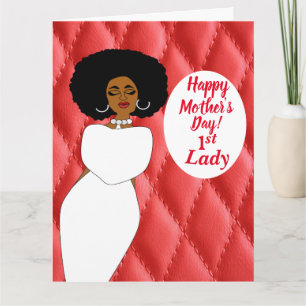 Red Quilted African American 1st Lady Mother Day Karte