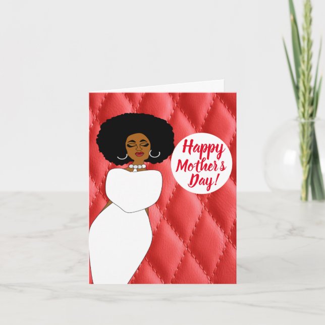 Red Quilted African American Karte (Vorderseite)