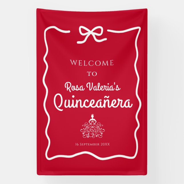 Red Quinceañera Willkommen Banner (Vertikal)
