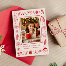 Red Quirky Whimsical Hand Gezeichnet Weihnachtssym