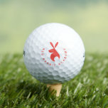 Red Rabbit Icon & Curved Text Template Golfball<br><div class="desc">Introduce style and symbolism to your golf game with this striking design featuring a minimalist red rabbit icon—seated in a calm, watchful pose from the rear. Its clean, modern lines are paired with a curved text template below, allowing you to add your own name, message, or branding. In the language...</div>