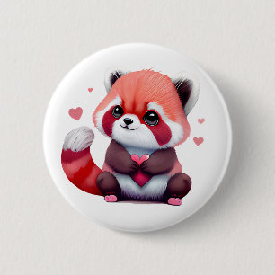 Red Raccoon Valentine Button