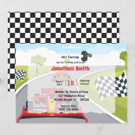 Red Race Car 3. Geburtstag Party Einladung