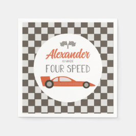 Red Race Car 4. Geburtstag Serviette