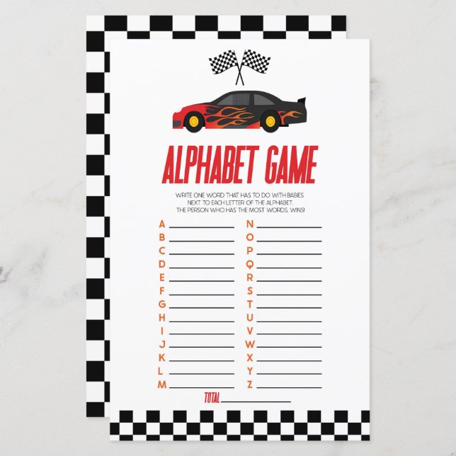Red Race Car Alphabet Baby Showspiel (Vorne/Hinten)