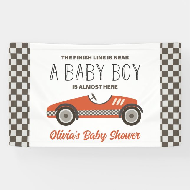 Red Race Car Baby Dusche Banner (Horizontal)