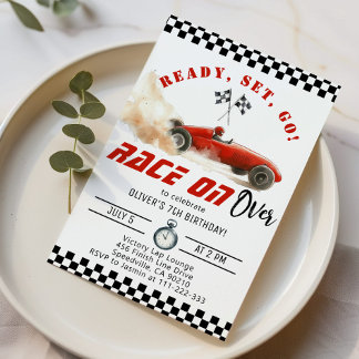 Red Race Car Bereit Set Racing Jegliche Jahreszeit Einladung