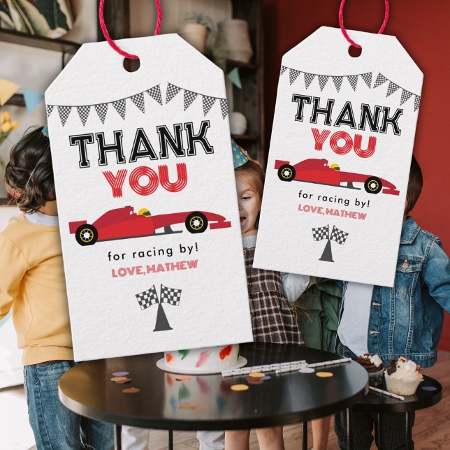 Red Race Car Birthday Any Birthday Party  Geschenkanhänger (Von Creator hochgeladen)