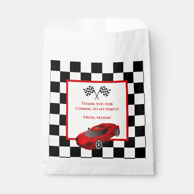 Red Race Car | Birthday Party Fee Bags Geschenktütchen (Vorderseite)