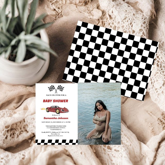 Red Race Car Boy Baby Dusche Einladung (Von Creator hochgeladen)