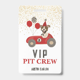 Red Race Car Dog Boys Geburtstagsparty VIP Ausweis